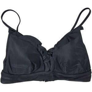 J. Crew Factory Ruffle french‎ bikini top Black M NWT